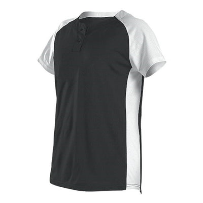 Alleson Athletic - Womens 522Pdw Two Button Fastpitch Jersey — Black/White