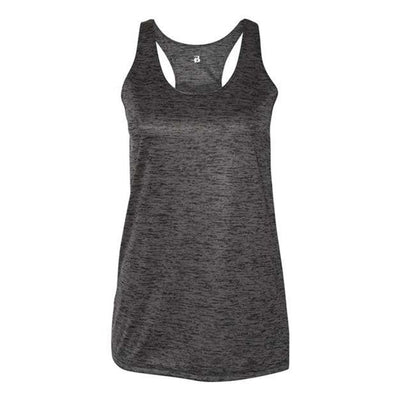 Badger - Womens 4161 Tonal Blend Racerback Tank Top — Black Tonal Blend