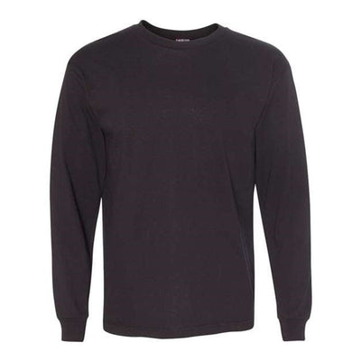 Bayside - Mens 5060 Usa-Made 100% Cotton Long Sleeve T-Shirt — Black