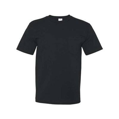 Bayside - Mens 5070 Usa-Made Short Sleeve T-Shirt With A Pocket — Black