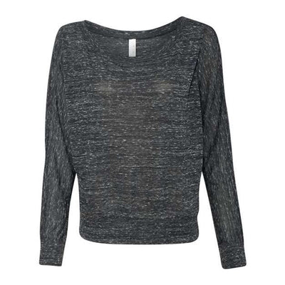 Bella + Canvas - Womens 8850 Flowy Off Shoulder Long Sleeve Tee — Black Marble