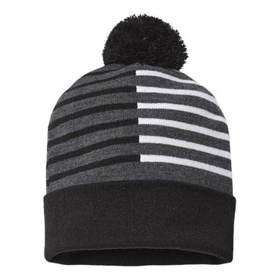 Cap America - Mens Rkh12 Usa-Made Half Color Beanie — Black/White