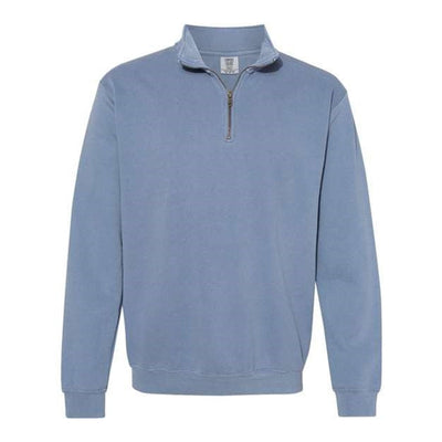 Comfort Colors - Mens 1580 Garment-Dyed Quarter Zip Sweatshirt — Blue Jean