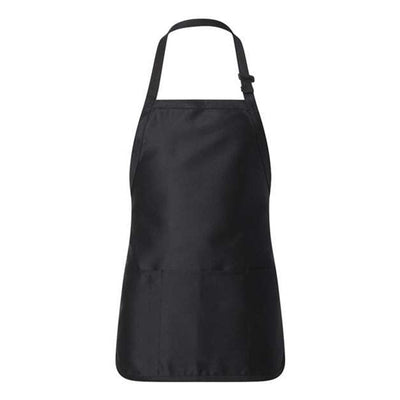 Q-Tees - Mens Q4250 Full-Length Apron With Pouch Pocket — Black