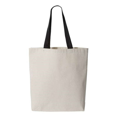 Q-Tees - Mens Q4400 11L Canvas Tote With Contrast-Color Handles — Natural/Black