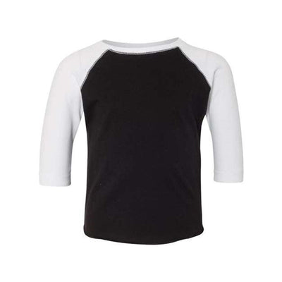 Rabbit Skins - Infants 3330 Baseball Fine Jersey Three-Quarter Sleeve Tee — Black Solid/White