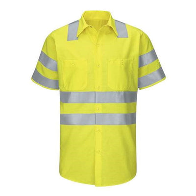 Red Kap - Mens Sy24 Enhanced & Hi-Visibility Work Shirt — AB-Fluorescent Yellow/Green
