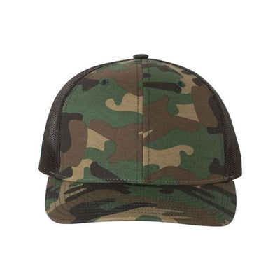 Richardson - Mens 112P Patterned Snapback Trucker Cap — Army Camo/Black