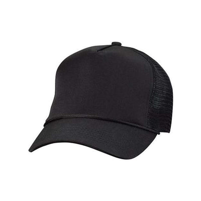 Valucap - Mens 8804H Five-Panel Mesh-Back Trucker Cap — Black