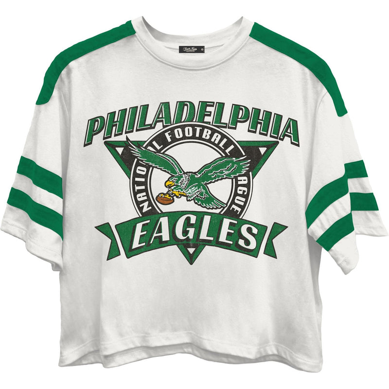 Junk Food - Womens Eagles Striped Crop T-Shirt