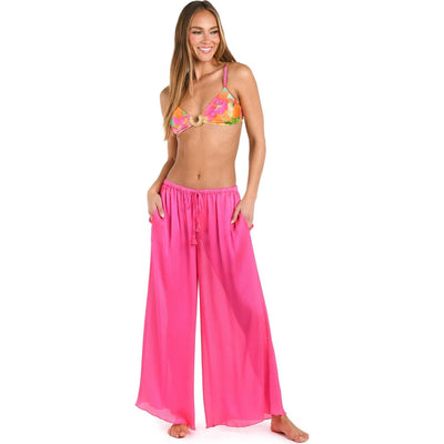 Sunshine 79 - Womens Radiance Swim Cover-Up Palazzo Pants — Bright Pink