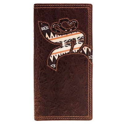 Hooey - Unisex Strap Laser Cut Hands Up Leather Rodeo Wallet With Aztec Inlay — As Shown