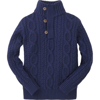 Hope & Henry - Boys Mock Neck Cable Sweater With Buttons