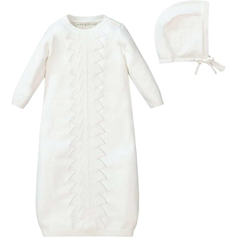 Hope & Henry - Baby Sweater Gown And Bonnet Set