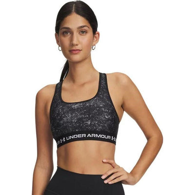 Under Armour - Womens Crossback Mid Print Bra — Ultimate Black/White (015)