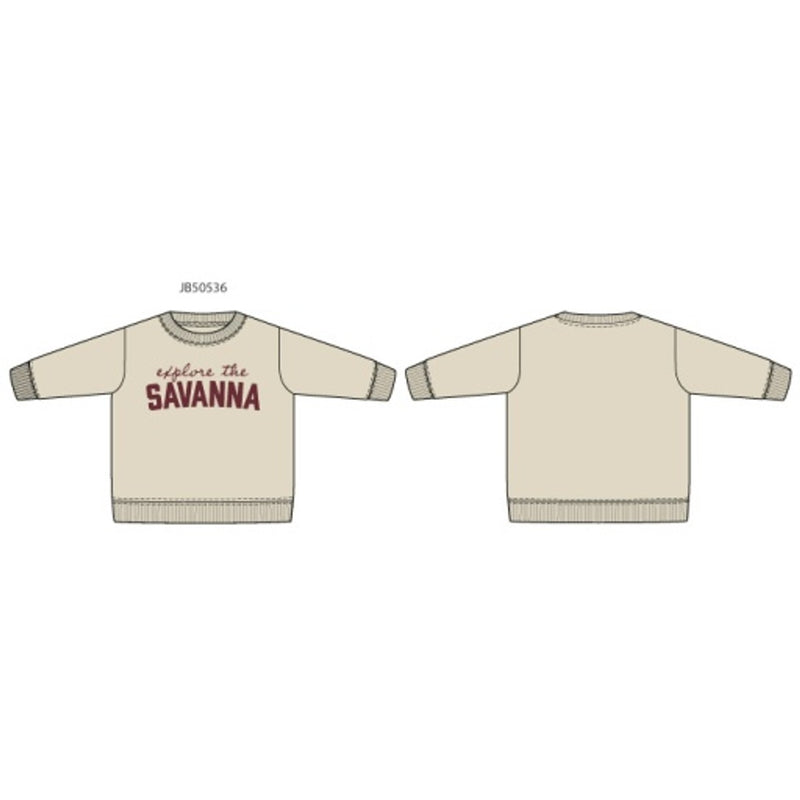 Janie and Jack - Boys K Oatmeal Savanah Ft Crew Sweatshirt Sm2