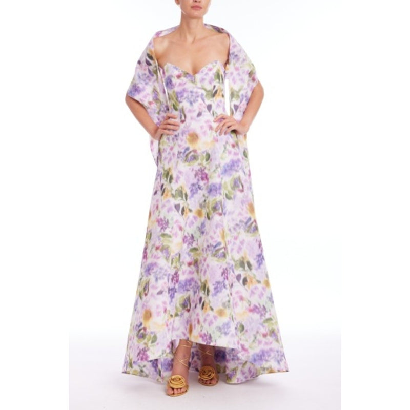 Badgley Mischka - Womens High Low Strpls Prt
