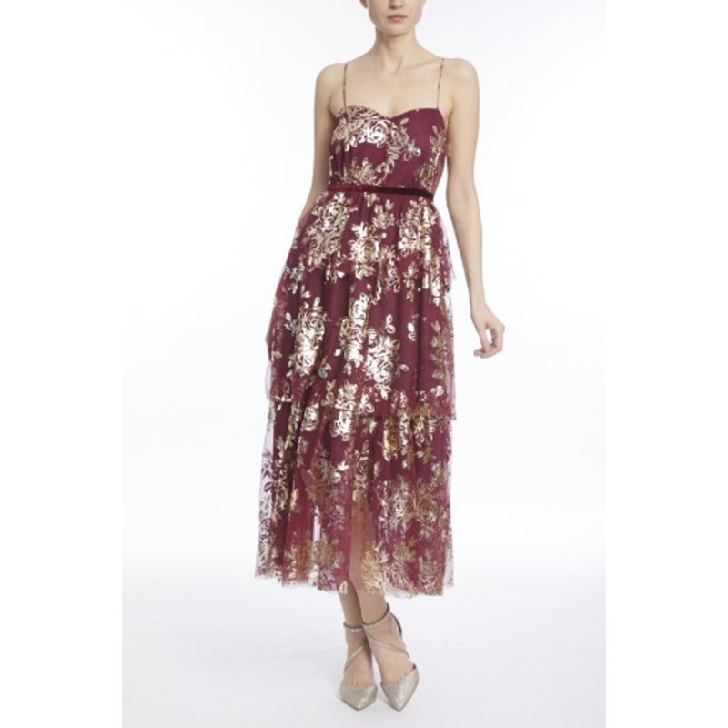 Badgley Mischka - Womens Tiered Cami Midi