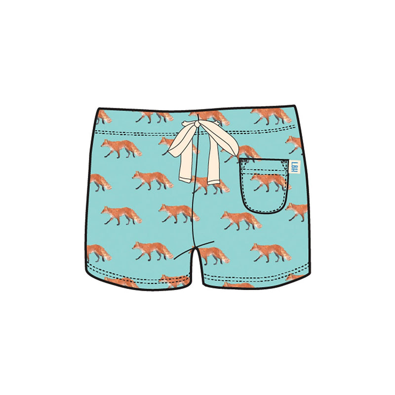Little Blue House - Watercolour Foxes Womens Pj Shorts in a Bag