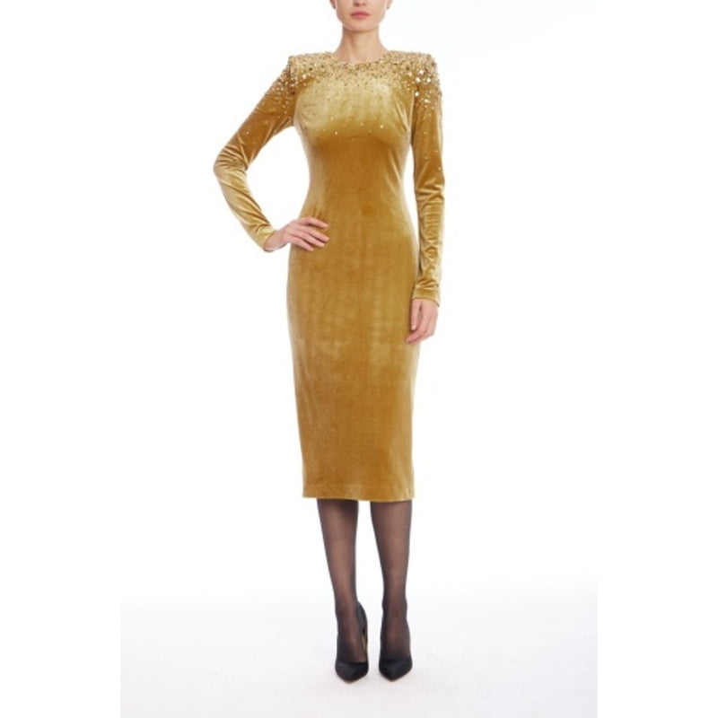Badgley Mischka - Womens Long Sleeve Sheath with Beading