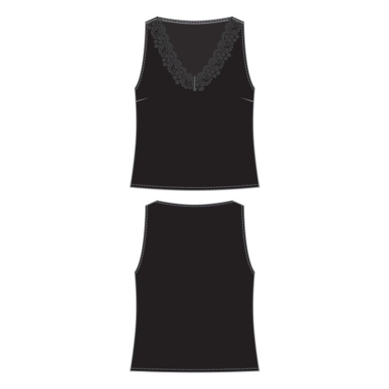 Liverpool Los Angeles - Womens V-Neck Woven Tank with Lace Trim