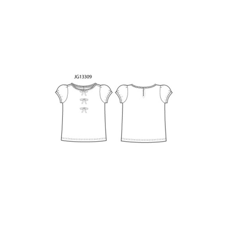 Janie and Jack - Girls K Wht 3bow Short Sleeve Top Spbas