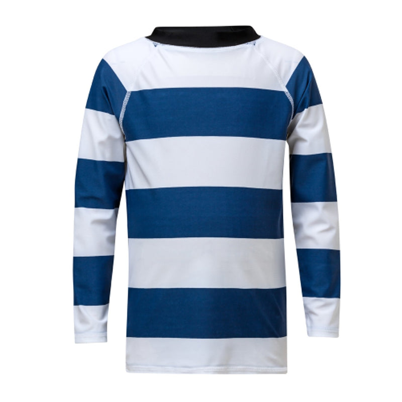 Snapper Rock - Boys Denim/White Rugby Stripe Long Sleeve Rash Top