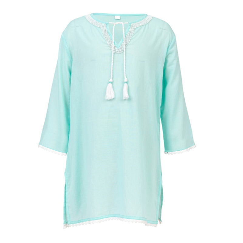 Snapper Rock - Girls Mint White Beads Classic Kaftan