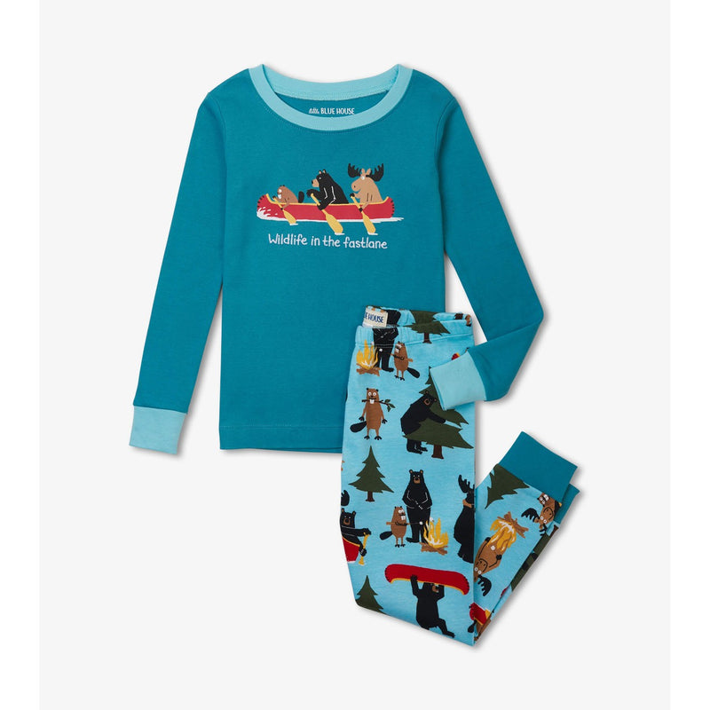 Little Blue House - Life in the Wild Blue Kids Appliqué Pajama Set
