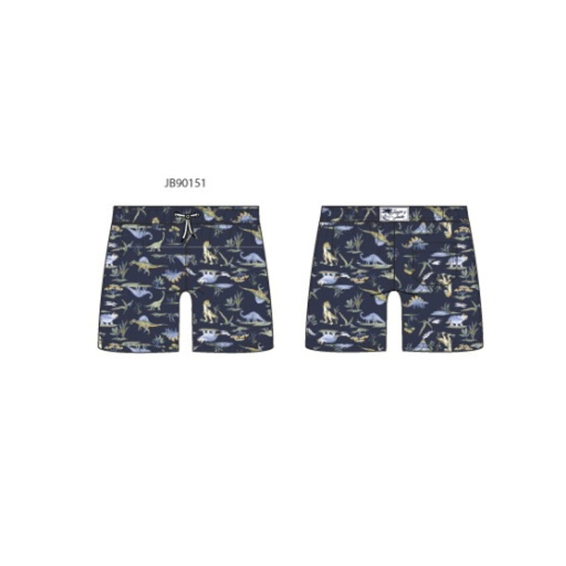 Janie and Jack - Boys with Blue Dino Aop Swim Trunk Sm1
