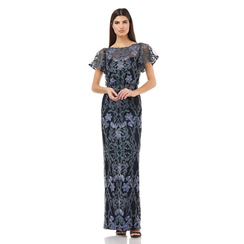 JS Collections - Womens Embroidered Blouson Gown