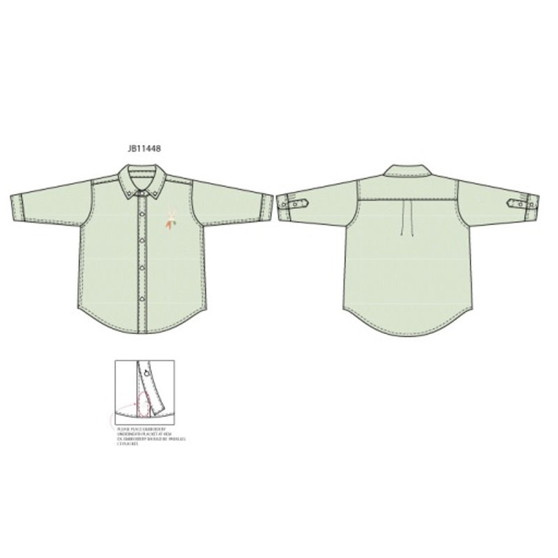 Janie and Jack - Boys with Long Sleeve Green Bunny Lc Emb Oxford Shirt E1