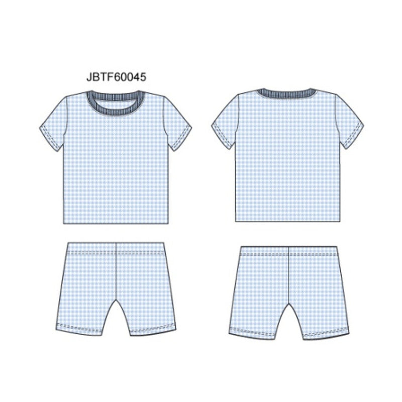 Janie and Jack - K Short Sleeve Blue Gingham Shortie Sleep Sb1 E1