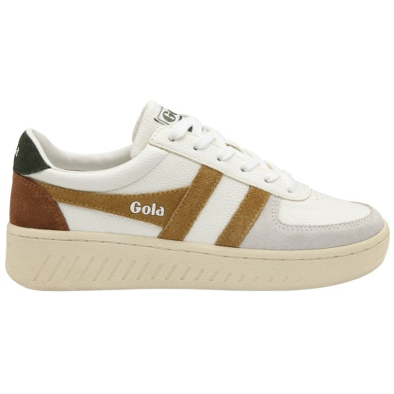 Gola - Womens Grandslam Trident Sneakers - White/Brown Sugar/Dark Khaki
