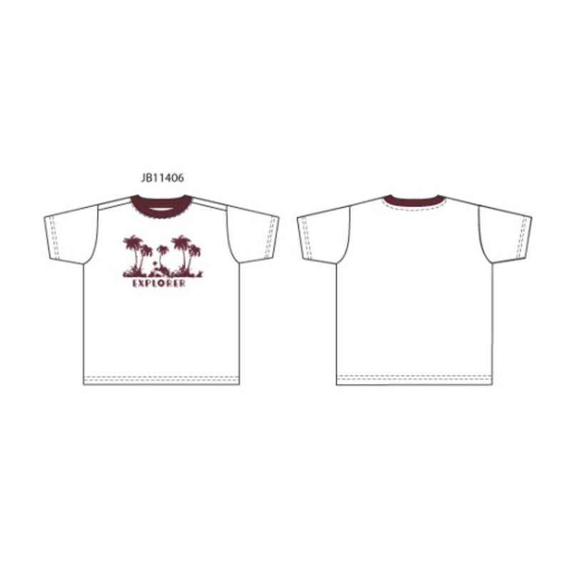 Janie and Jack - Boys K Short Sleeve White Palm Emb Slub Graphic Tee Sm2