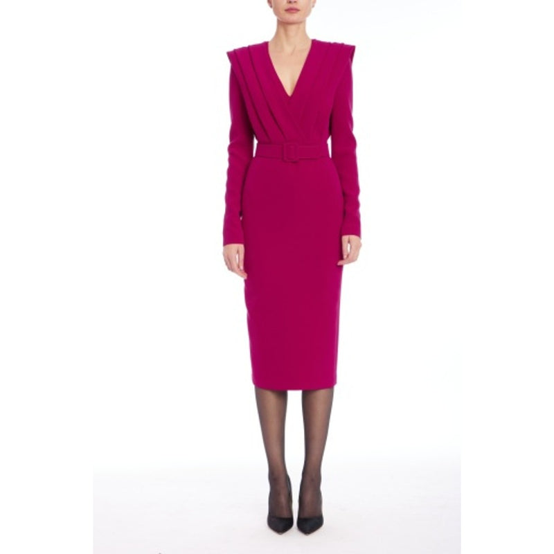 Badgley Mischka - Womens Long Sleeve Vneck with Pleats
