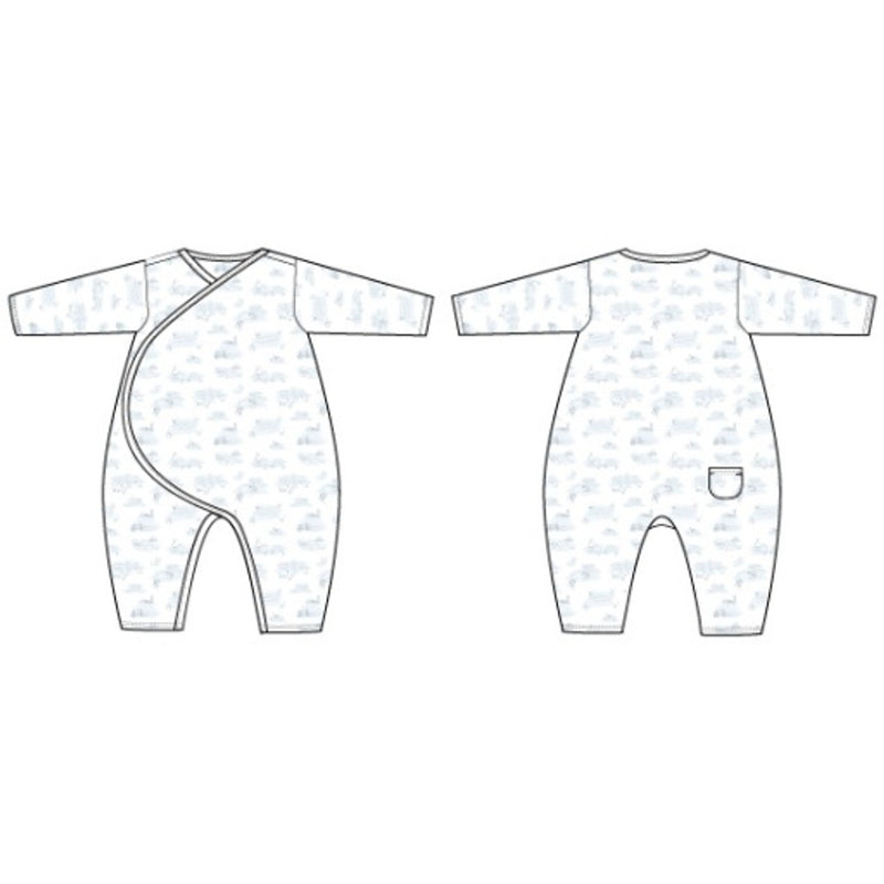 Janie and Jack - B K White Blue Farm Scenic Kimono Onepiece Sig1