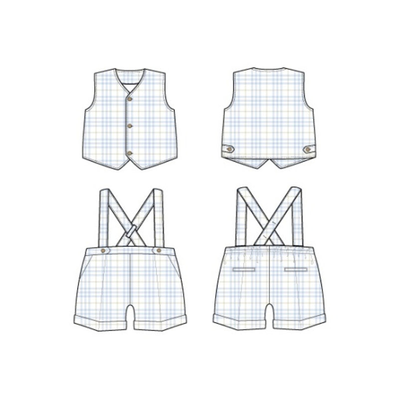Janie and Jack - B with Blue Plaid Vest/Short Set E1