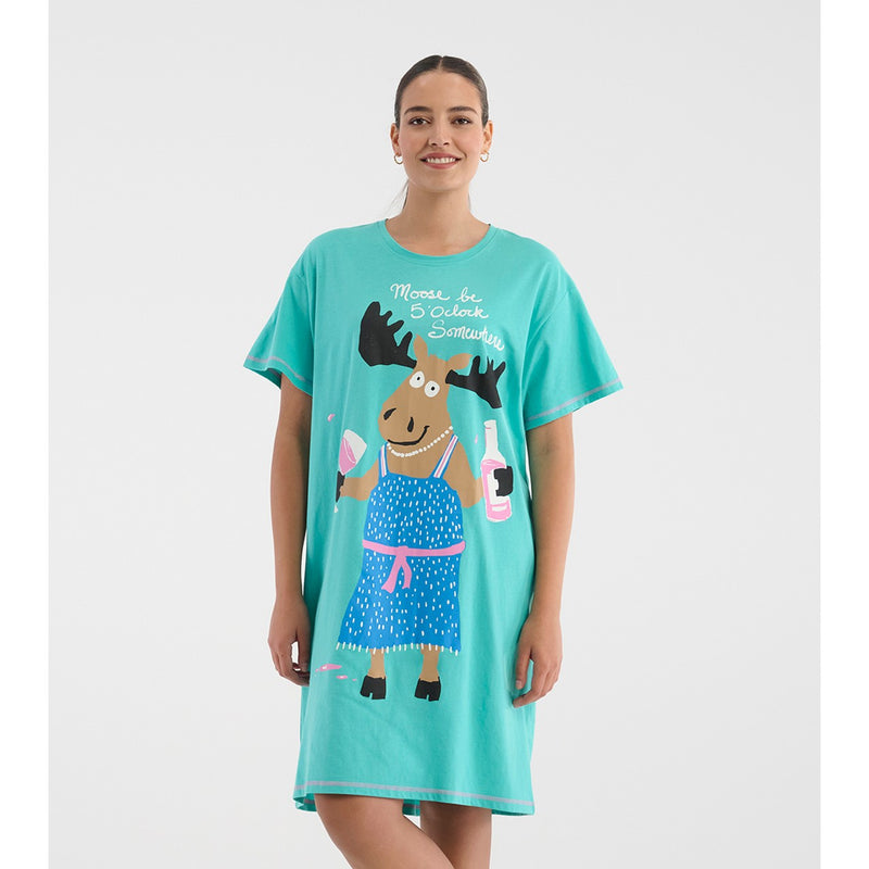 Little Blue House - Moose Be 5 O’Clock Womens Unwrapped Sleepshirt