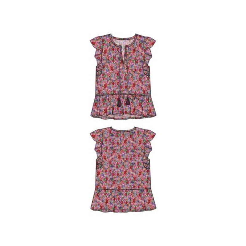 Liverpool Los Angeles - Womens Flutter Slv Peplum Wvn Top with Ties