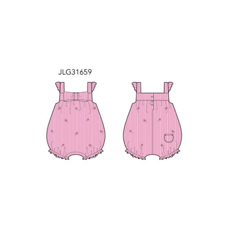 Janie and Jack - Baby G with X Pink Stripe Ao Buds Sl Bow Bubble Pink