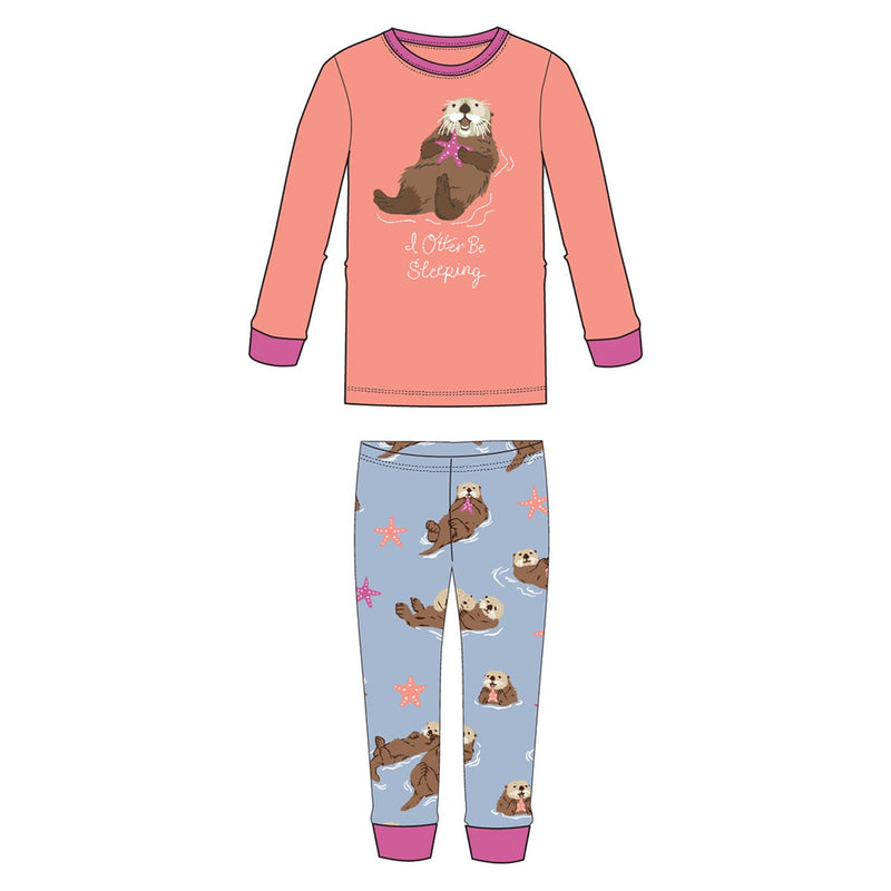 Little Blue House - Happy Otters Kids Pajama Set