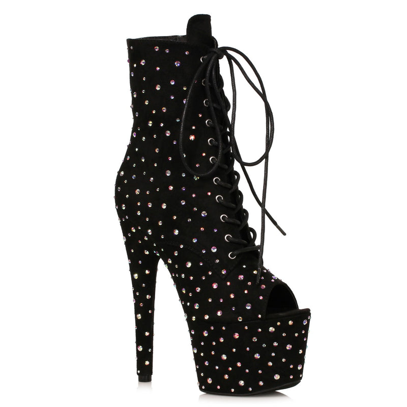 Ellie Shoes - 7" Open Toe Microfiber Boot with Rhinestones