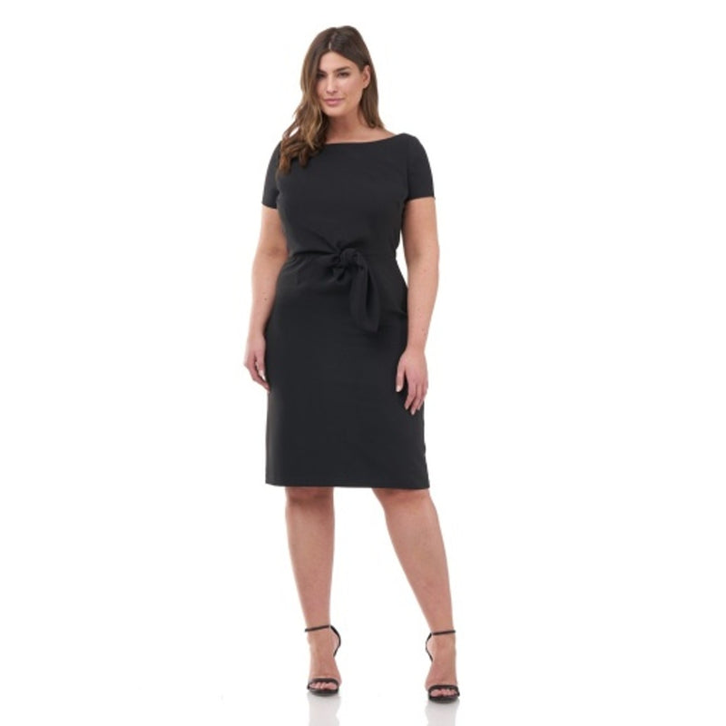 JS Collections - Womens Boat Neck Midi with Front Tie