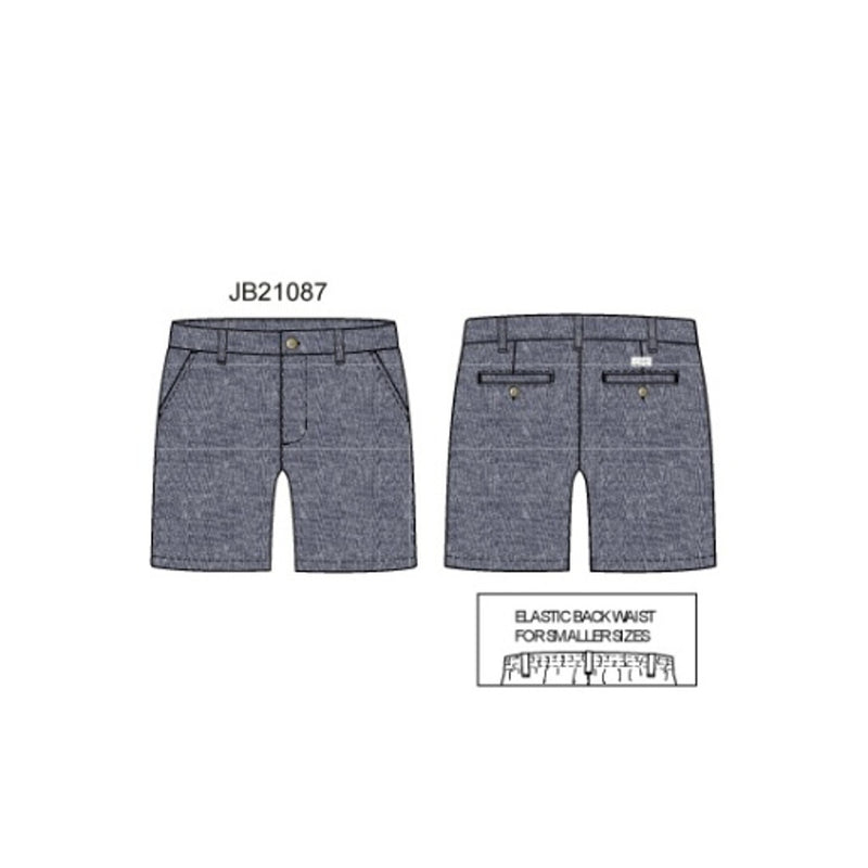 Janie and Jack - Boys with Es Blue Yd Linen Ff Short E1
