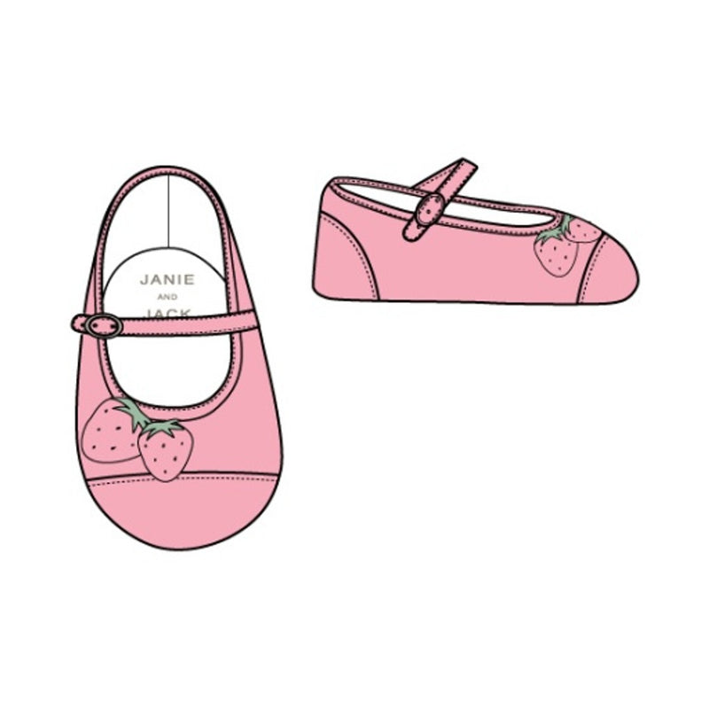 Janie and Jack - Baby G Pink Strawberry Icon Dress Shoe Sm0