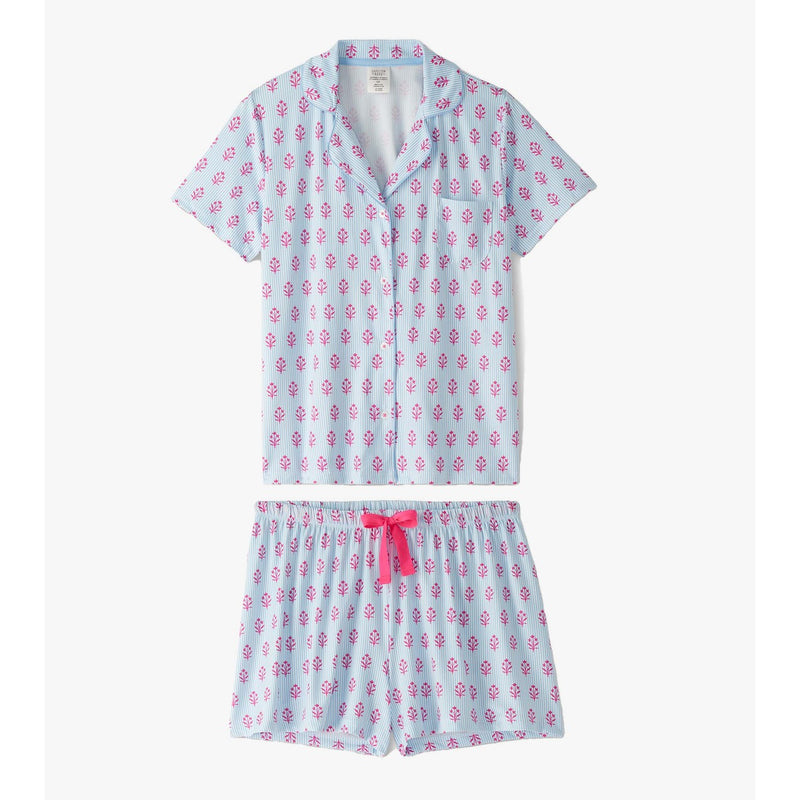 Little Blue House - Unisex Wild Flowers Button Down Short Pj Set in a Bag