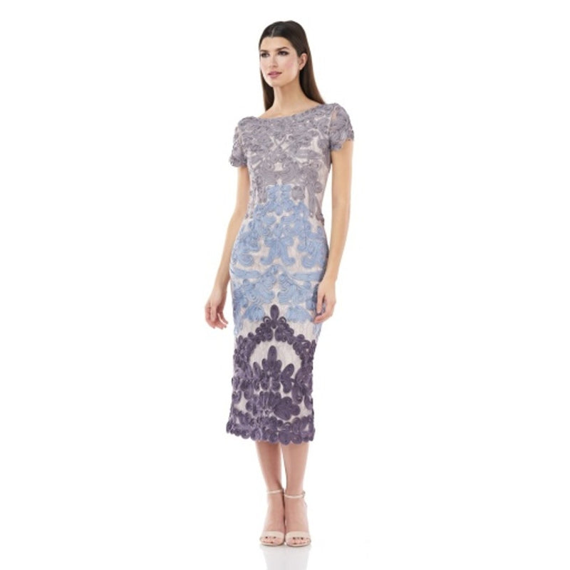 JS Collections - Womens Two-Tone Soutache Midi - Misty Lilac Iris