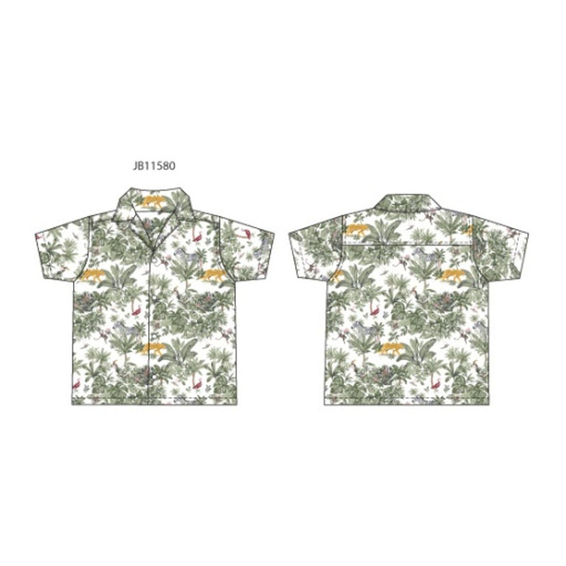 Janie and Jack - Boys with Es Short Sleeve Animal Poplin Cabana Shirt Sm2