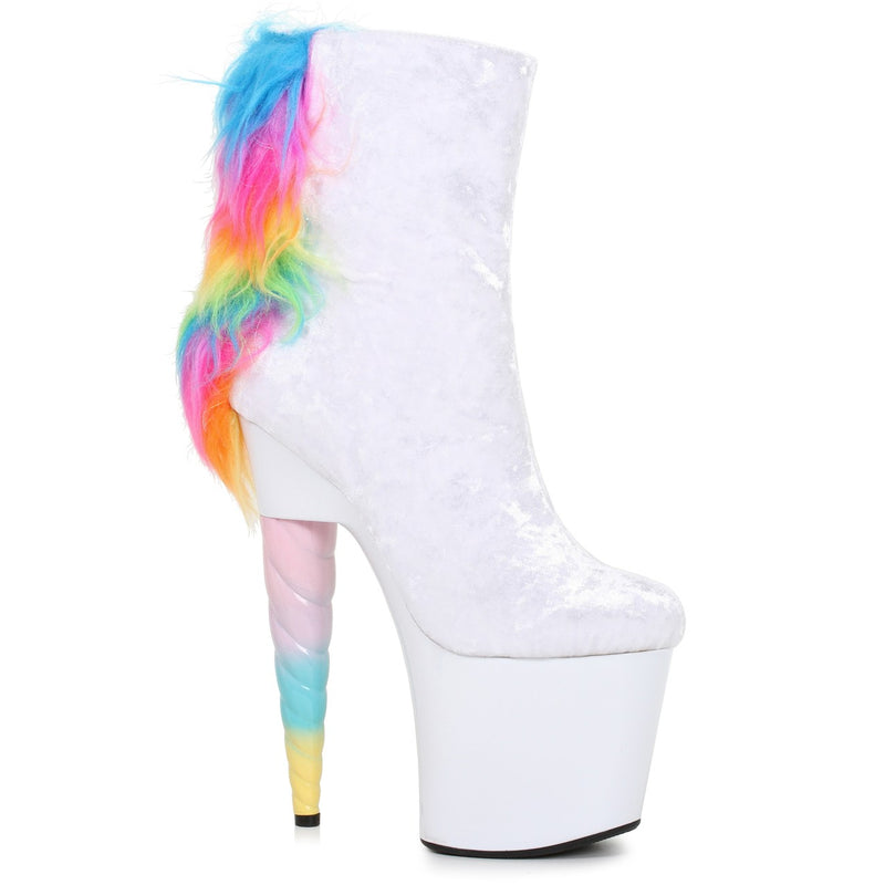Ellie Shoes - 7" Unicorn Heel Platform Bootie with Faux Fur